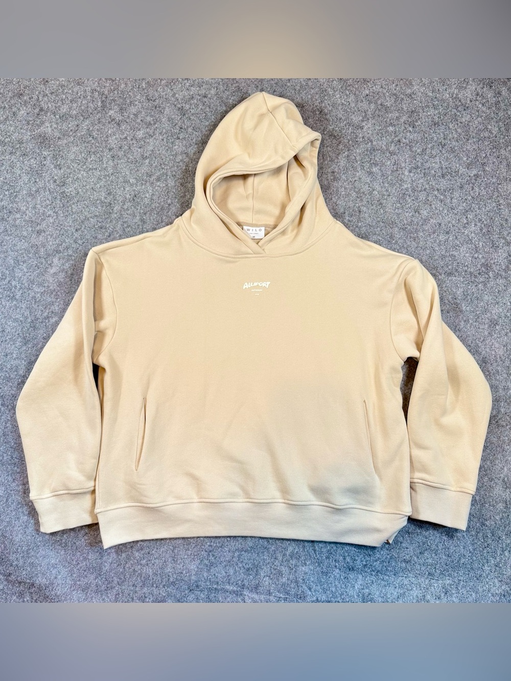 WILO The Label Allsport Outdoors Beige Cropped Hoodie Sz M Double Sided